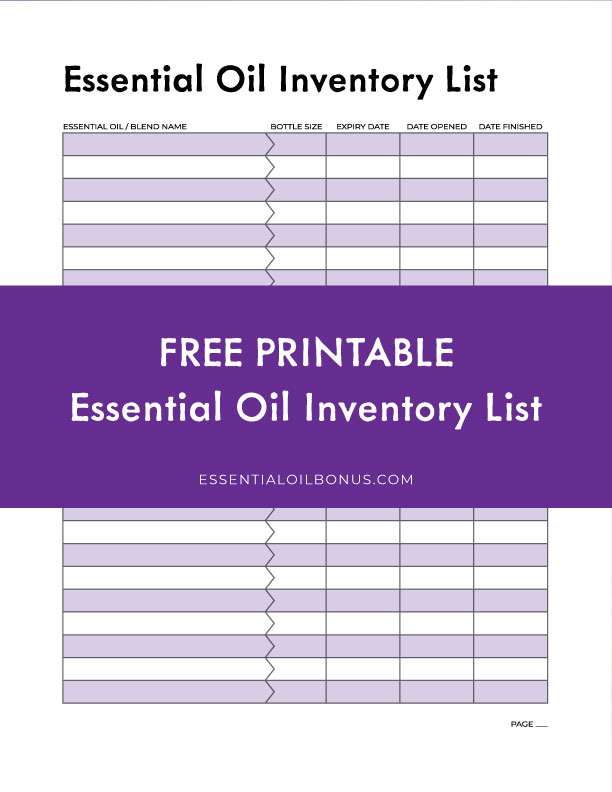 Free Printable Essential Oil Inventory Free Printable Essential Oil Inventory